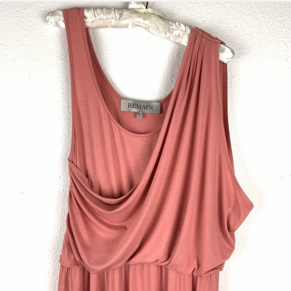 REMAIN Romantic Blush Asymmetrical Wrap style rich blush pink stretch Dress Sz L - Picture 3 of 10